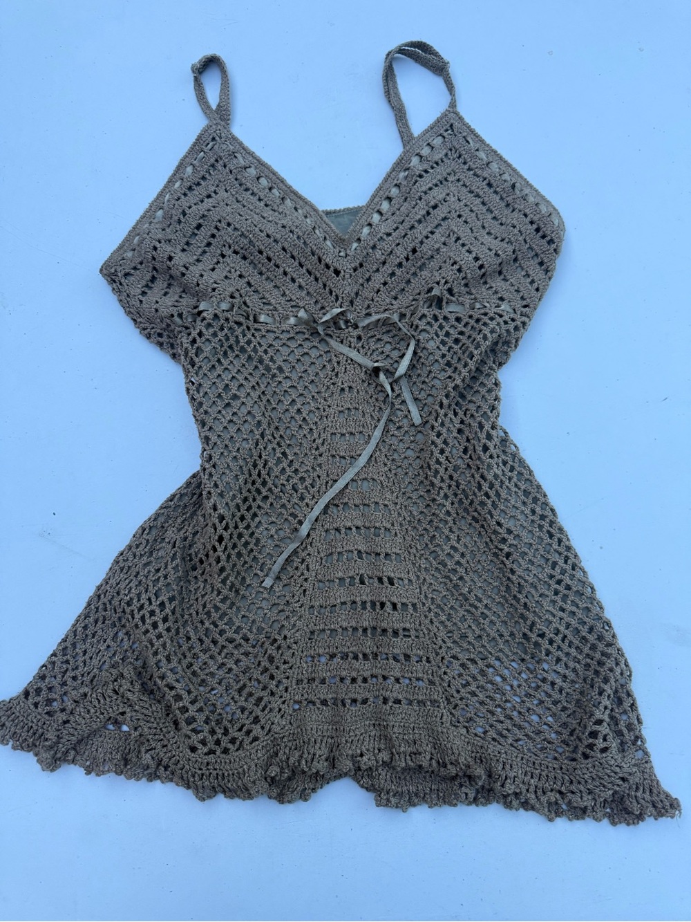 Faded Glory Taupe Crochet V-Neck Spaghetti Strap Tank - Picture 4 of 7